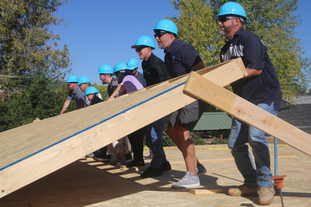 A hand up: Habitat for Humanity holds ceremonious wall raising on new home for 2 Utah County families